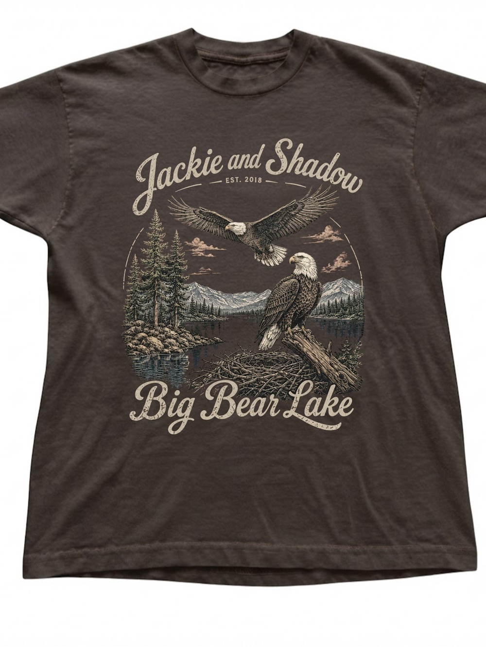 Big Bear Lake Eagle Graphic Gildan T-Shirt Jackie and Shadow Nature Tee